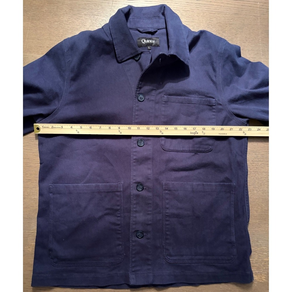 Quince Mens Organic Cotton Chore Coat Navy Blue Utility Jacket Size L - Picture 4 of 6